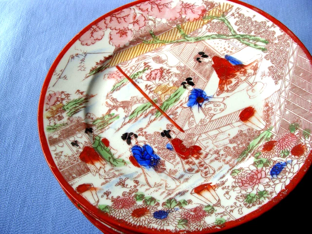 Assiettes De Poids Uesaka Vintage Japon - Haltérophilie, Peinture D'origine