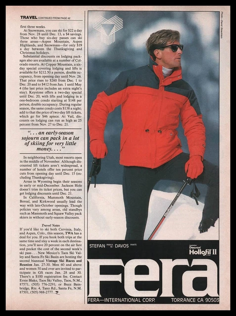 1985 FERA TORRANCE California Stefan Snow Ski Parka Davos Pants Vintage
