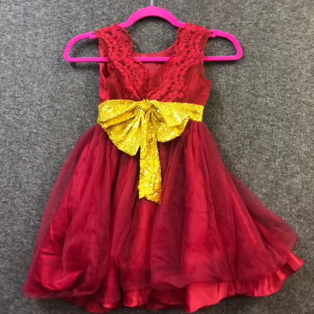 Little Girls' Sequin Mesh Tull Dress Sleeveless Flower Party Gown Size 12y NWOT