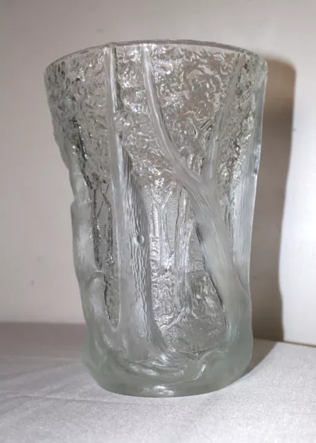 large antique 1930's Josef Inwald Barolac figural frosted art glass forest vase 2