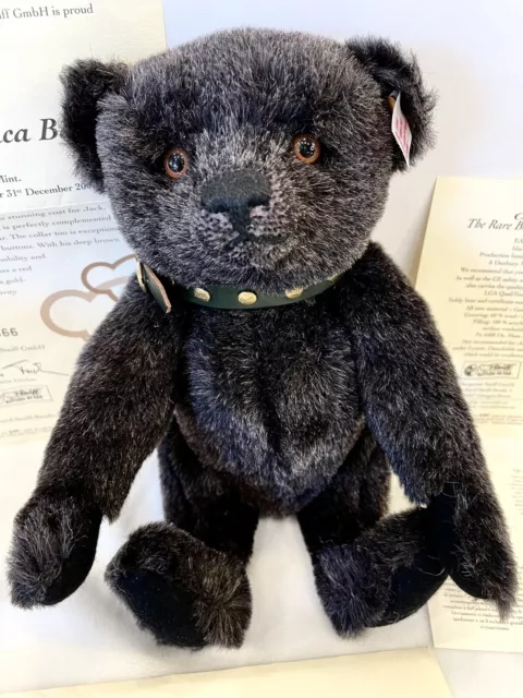 STEIFF Jack Rare Black Alpaca Bear 22ct GOLD plate buttons Limited Ed 2007 COA