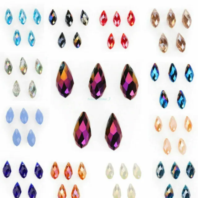 20Pcs Glass Loose Teardrop Charms Spacer Beads Crystal Bead 6-8-10mm Findings#