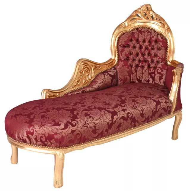 Canapé Baroque Rouge Or Chaise Longue Banquette Daybett Tagesbett