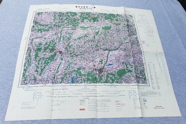 WW2 1944 MUNCHEN Munich Germany Map War Office Marks U.S. Army Map ...