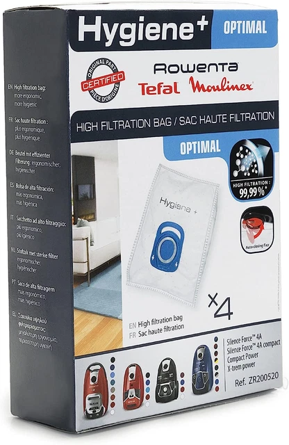 Lot De 4 Sacs Hygiène+, Compatibles Avec Les Aspirateurs Traineau Compact Power,