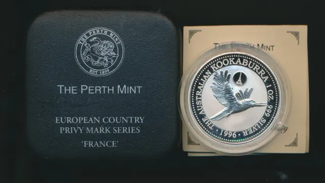 Australia: 1996 $1 1oz Silver Kookaburra, European Privy Mark France
