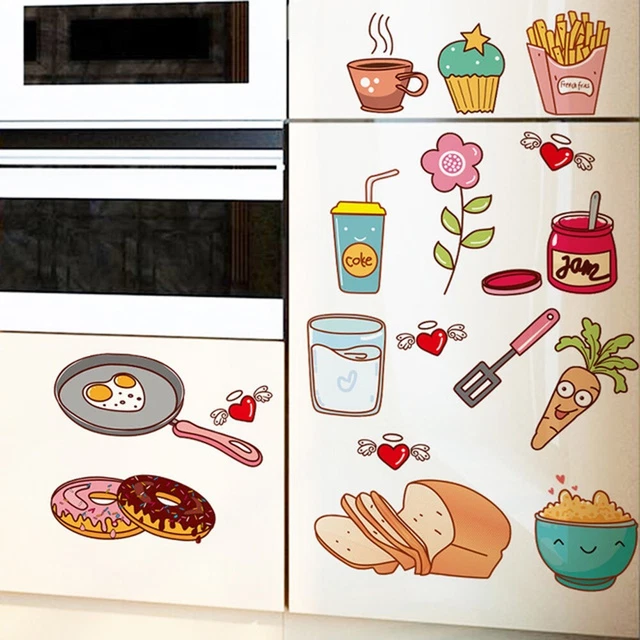 Wandtatto Wandaufkleber Aufkleber DIY Dekor Karikature Kühlschrank Lebensmittel