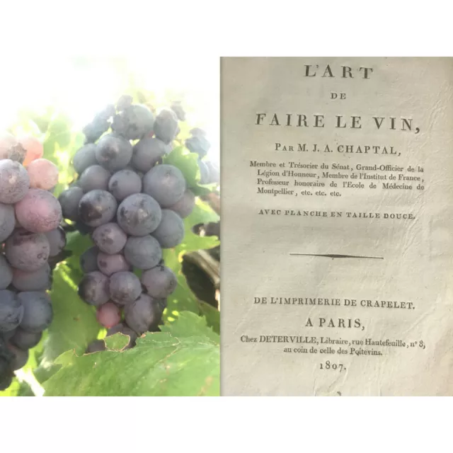 Chaptal L'art de faire le vin Rare Edition séparée et augmentée de 1807, Chaptal