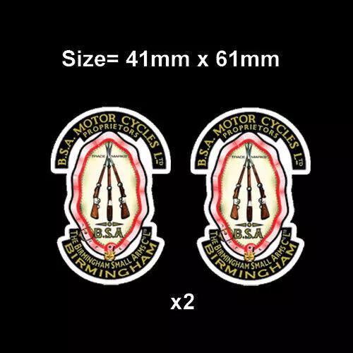 2 X Bsa Piled Arms Classic Retro Motorcycle Stickers Decals 61Mm