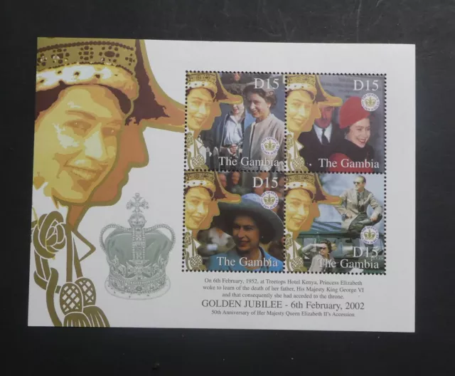 TIMBRES GAMBIE** Feuillet 2002 - Elizabeth II (A495)