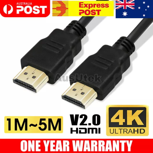 Premium HDMI Cable V2.0 Gold Plated High Speed 3D 4K Ultra HD 1m 2m 3m 5m SYD