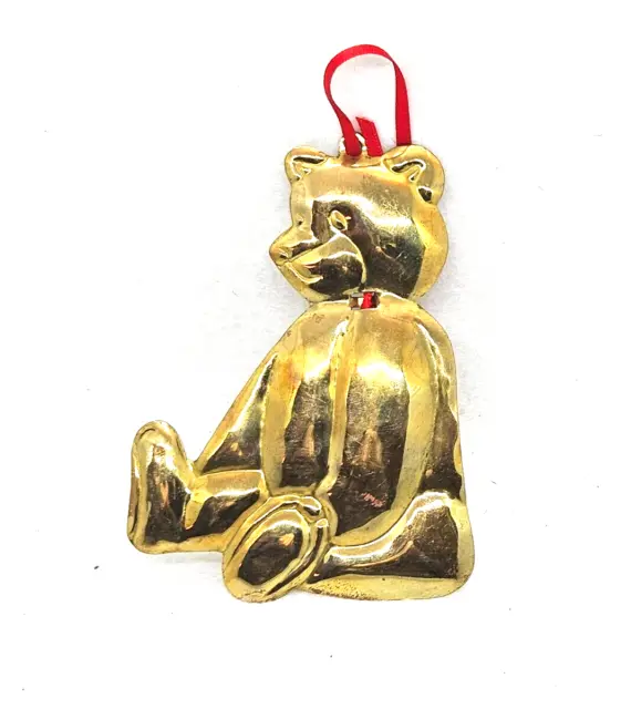 Vintage~~Teddy Bear~~Dept 54~Christmas Ornament~~Solid Brass~~