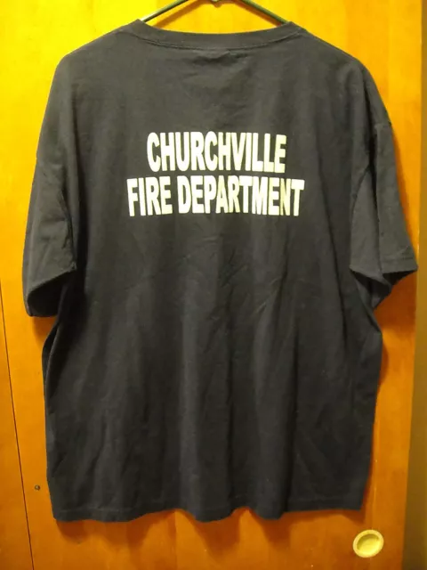 Churchville New York Fire Dept - Ladies Auxillary - T Shirt Large Navy Blue