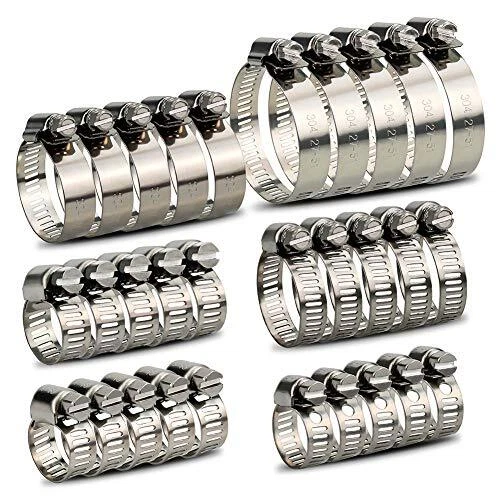 InduSKY 30 Pièces Collier de Serrage Tuyau Réglable 6–51 mm Gamme en Acier In...