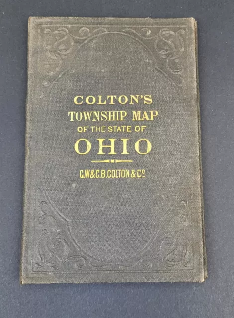 1877 Colton's Township Map State of Ohio Marked Ravenna Portage Cty Ohio ~ T431i