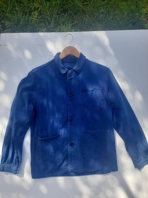 Blouson Bleu Travail Vintage - Veste Cycliste Mixte Taille 34 - Coton Français