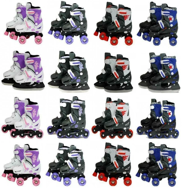 SK8 ZONE PRO Inline Quad Roller Skates Ice Skating Boots Adjustable