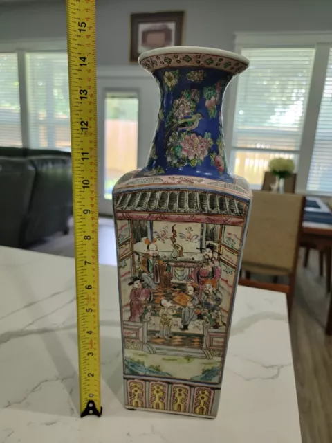 Large Antique Chinese Famille Rose Porcelain Vase signed 15" TALL. MAGNIFICENT!!