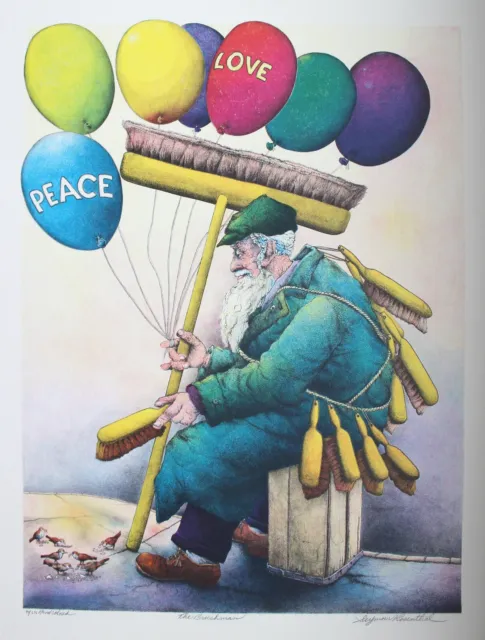 Seymour Rosenthal, Peace and Love Brushman, Lithograph, signed and numbered in p