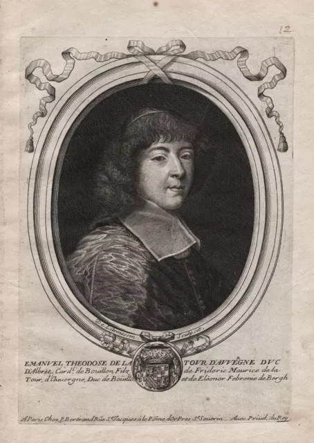Emmanuel-Theodose de la Tour d'Auvergne Cardinal Bouillon Portrait gravure