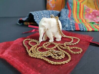 Old Carved Elephant Pendant on Chain …beautiful collection & accent piece