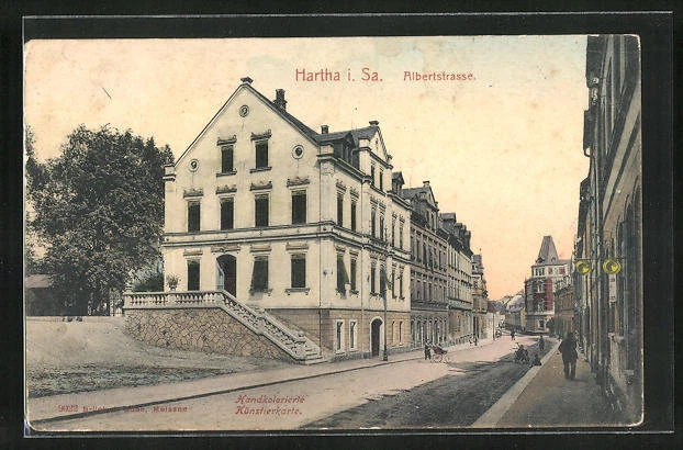 AK Hartha i. Sa., Blick in die Albertstraße