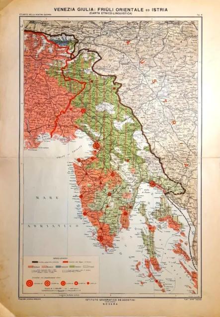 Carta geografica antica FRIULI ISTRIA TERRE IRREDENTE 1° GUERRA MOND. 1916