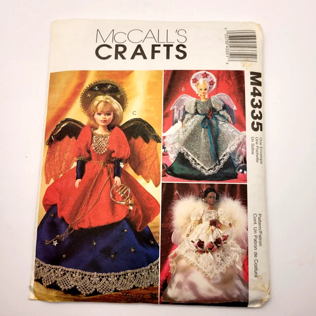McCalls Crafts M4335 11 1/2" Angel Christmas Tree Topper Doll Clothing Uncut