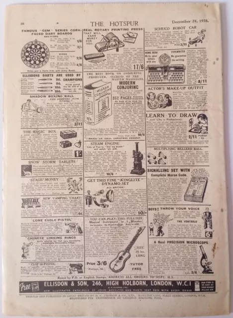 Hotspur Comic No. 278 Dated 24 December 1938. Good+ Condition. Christmas Issue 2