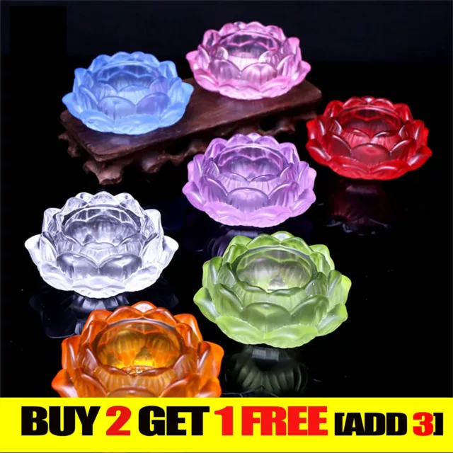 Crystal Glass Lotus Flower Candle Holder Candlestick Rome Decor Craft  Light UK