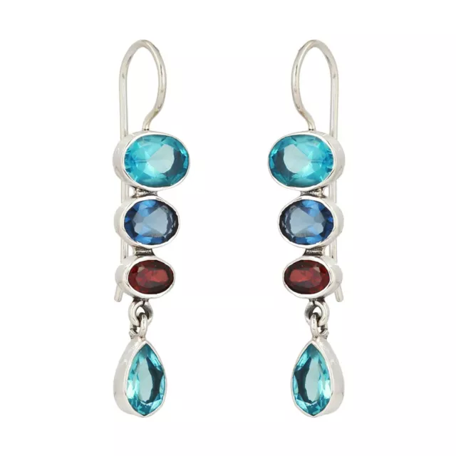 925 Sterling Silver multicolor Stone Dangle & Drop Earring for Girls & Women