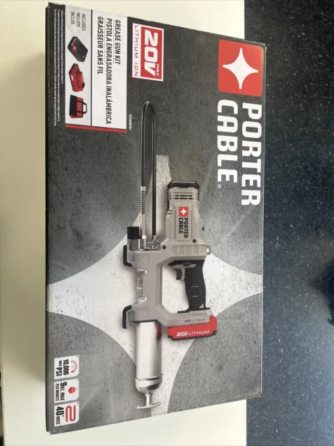Kit de pistola de grasa de cable Porter 20 voltios con batería y cargador nuevo en caja sellado