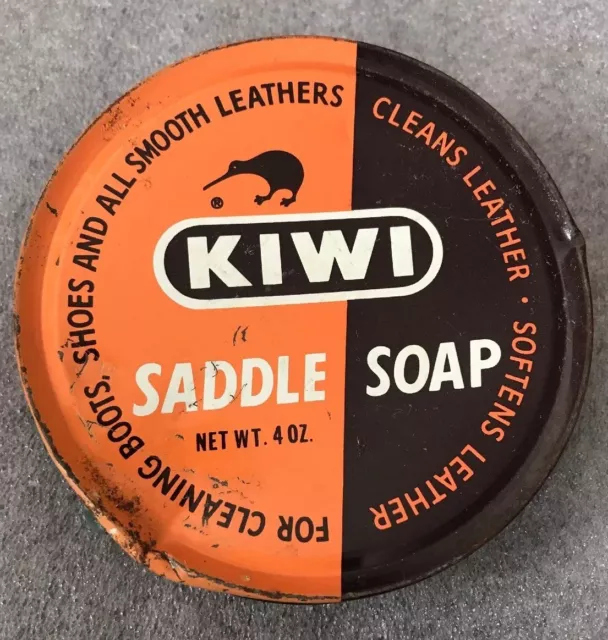 VINTAGE KIWI SADDLE Soap, Leather Cleaning And Softening Advertising Empty  Tin $7.95 - PicClick