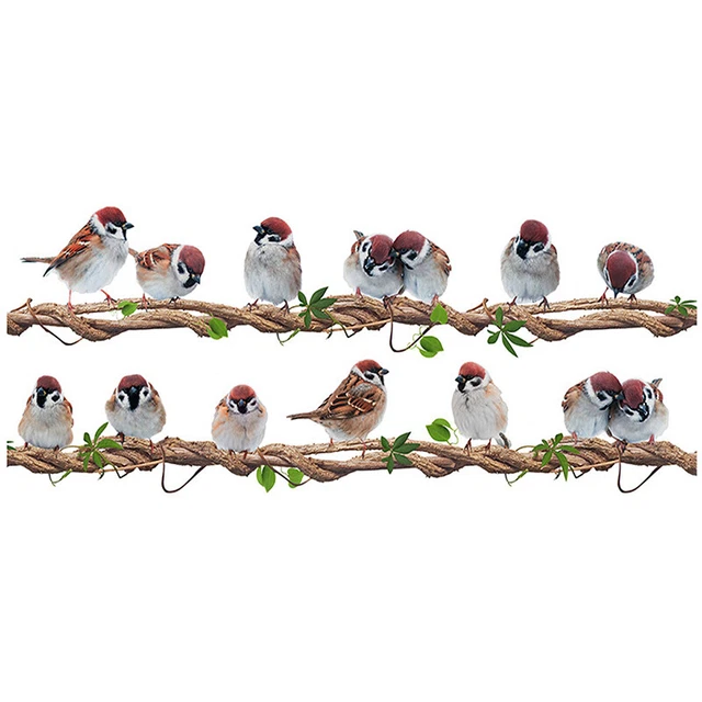 Cartoon Rattan Bird Wall Sticker Removable Nursery Wall Decals Home Decoration