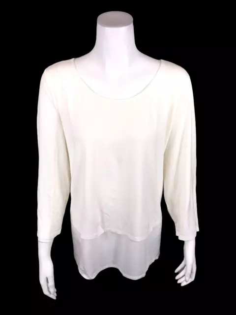 Joan Rivers Women's Jersey Knit Layered Top with 3/4 Sleeves Ivory X-Small Size