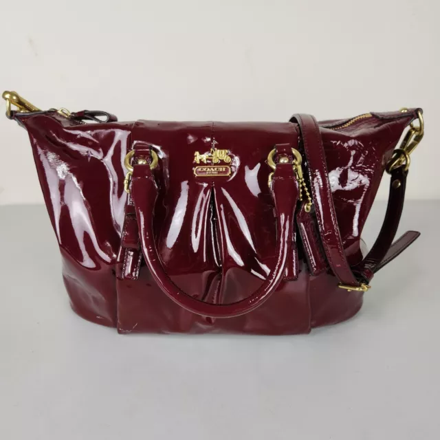 Coach Shoulder Bag Red Patent Leather Juliet Crimson Satchel Purse 21243 Classic