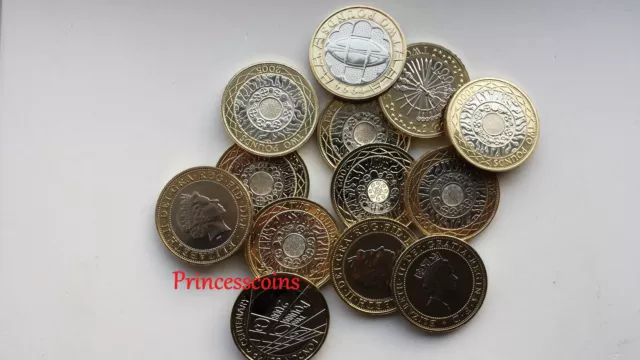 Selection Of Uncirculated Great Britain Bi-Metal £ 2 Two Pound Coins