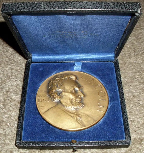 ABRAHAM LINCOLN 1920's BRONZE LINCOLN ESSAY AWARD ELLEN BERGER WHITEHEAD-HOAG