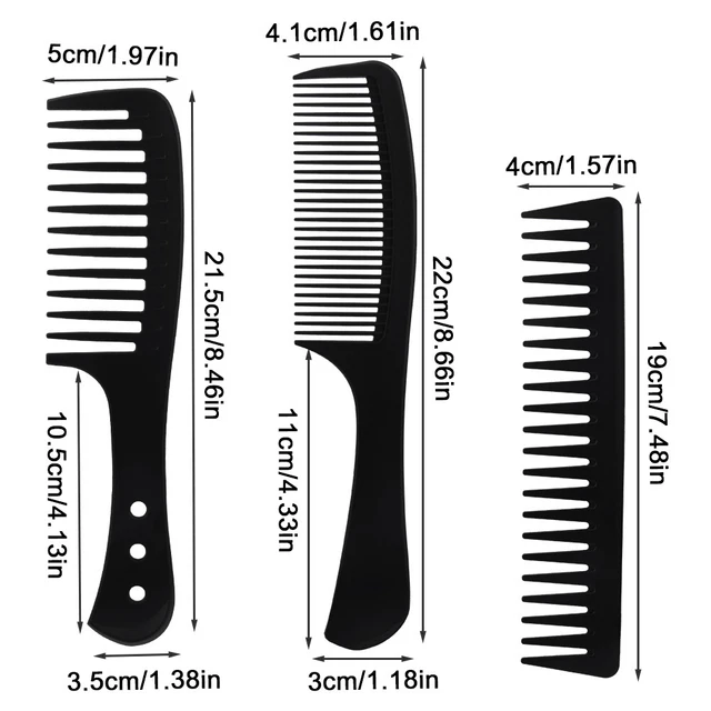 3pcs Men Women Hair Comb Set Wide Tooth Detangling Home Lightweight Anti Static