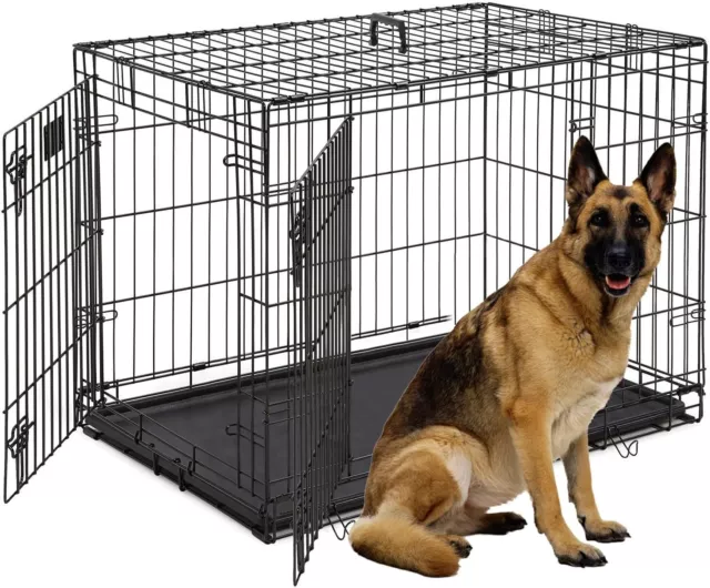 Dog Cage Pet Puppy Metal Cage Training Crate Carrier Black Small Medium Large XL
