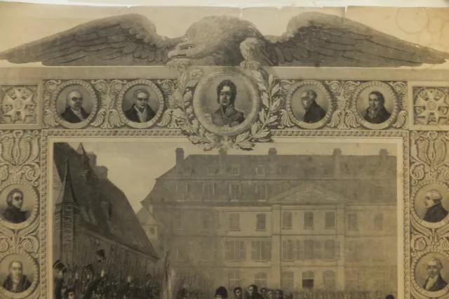 Ecole Royale Polytechnique, visit Napoleon 28 April 1815, original engraving 3