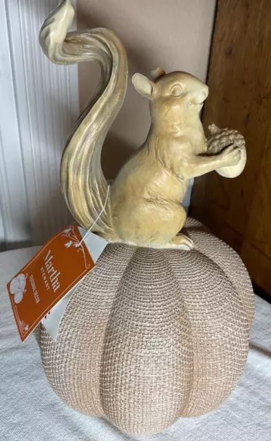 Martha Stewart Pumpkin  & Squirrel Textured Resin  7 Inche X 11 Inches Tall Nwt