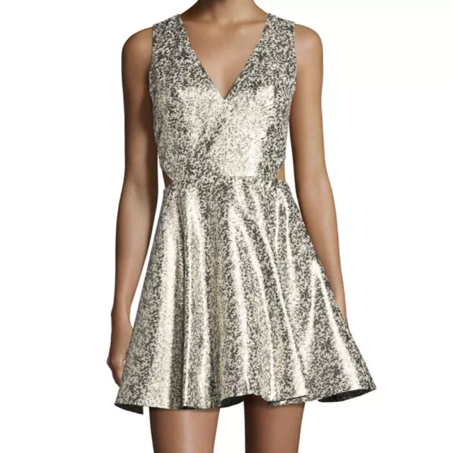 ALICE + OLIVIA Varita Metallic Cutout Fit & Flare Dress Size 6