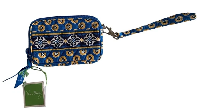 Vera Bradley Tech Case Riviera Blue Retired Small Change Coin Purse Wristlet