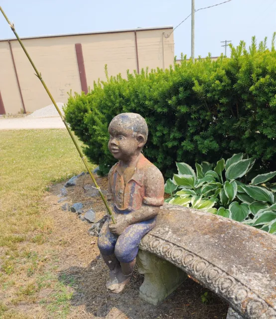VINTAGE FISHING BOY statue $200.00 - PicClick