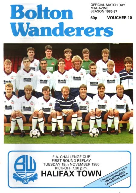 1986/87 Bolton Wanderers v Halifax Town, FA Cup, PERFECT CONDITION