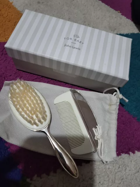 John Lewis Silver Plated Baby Brush And Comb Set .christening Gift