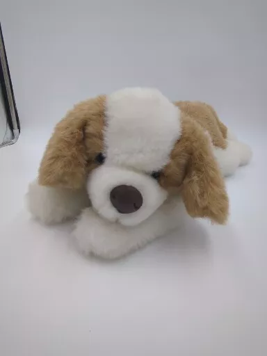 House Of Hull Tan White Realistic Puppy Dog Plush Stuffed Animal 1986 14"