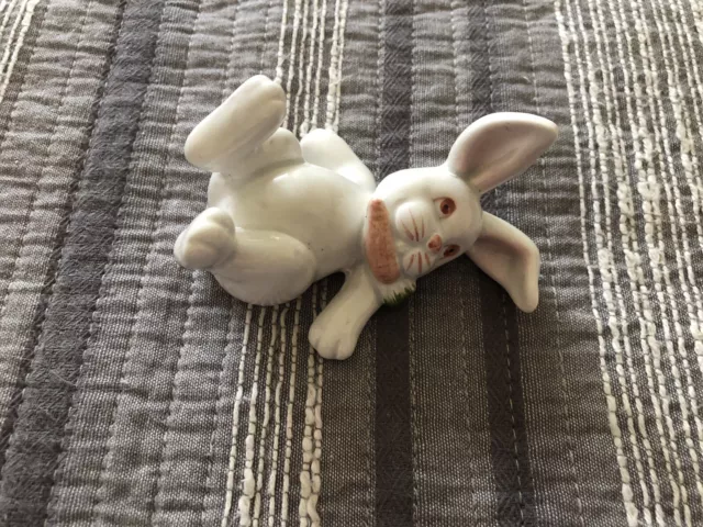 Vintage 1978 Fitz & Floyd Porcelain Figurine Bunny Rabbit Carrot Hand Painted