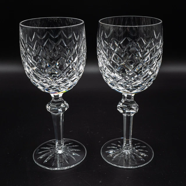 Waterford Crystal Powerscourt Water Goblet Glass Pair- 7 5/8" FREE USA SHIPPING